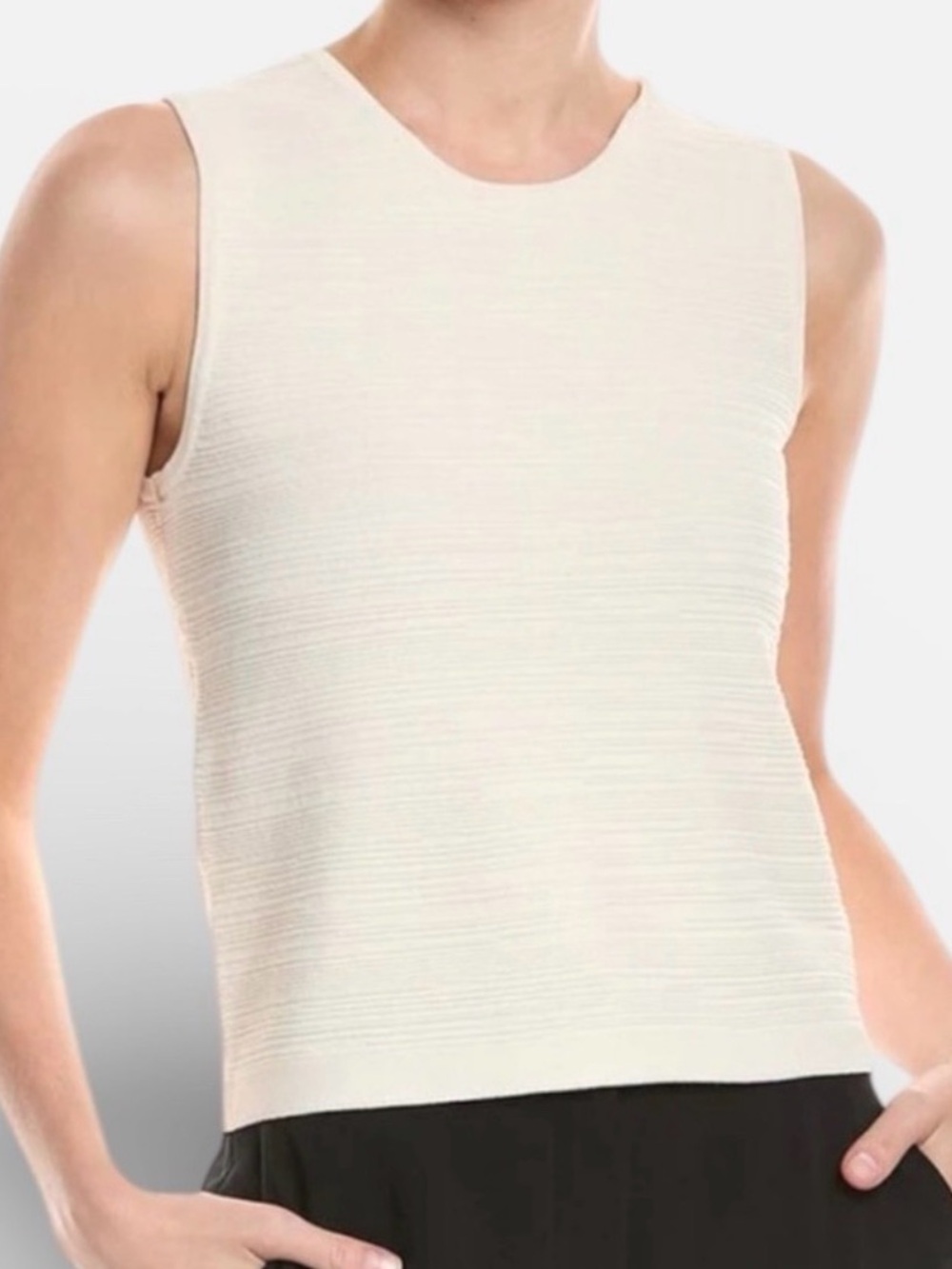 Jason Wu Ribbed Stretch Knit Sleeveless Shell Top Small Ivory